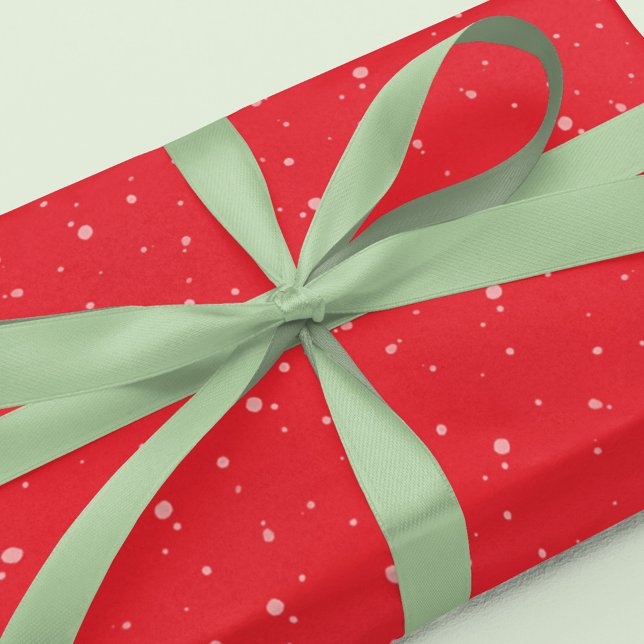 Papel De Regalo Patrón de punto rojo festivo simple festivo para n (Christmas whimsical red white dots wrapping paper.)