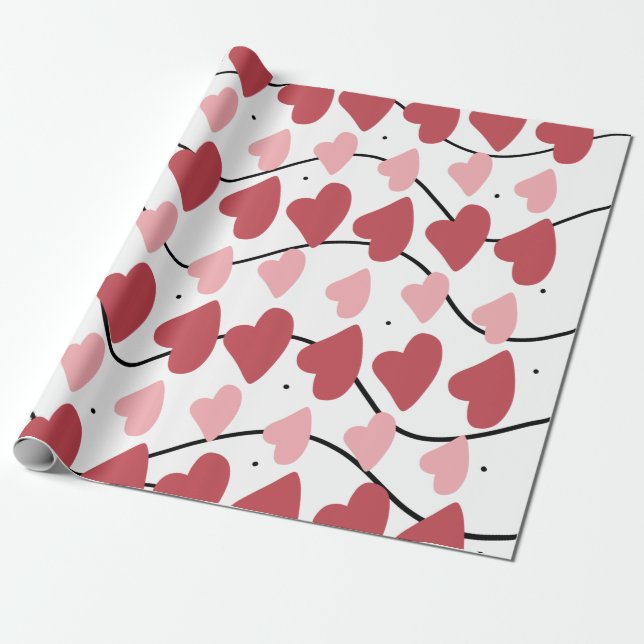 Papel De Regalo Patrón de puntos cardíacos de Valentines (Desenrollado)