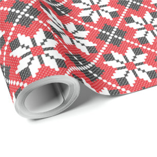 Papel De Regalo Patrón de puntos cruzados rojos y negros