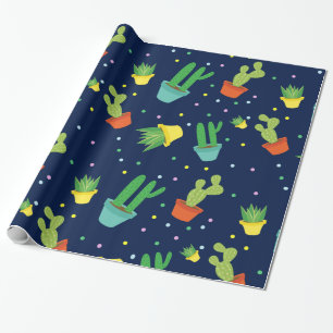Papel De Regalo Patrón de puntos de cactus polka suculentos
