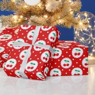 Papel De Regalo Patrón de puntos de cereza: regalo y decoración de