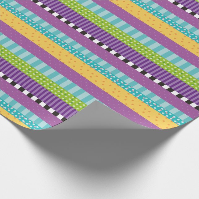 Papel De Regalo Patrón de puntos de franjas modernas (Esquina)