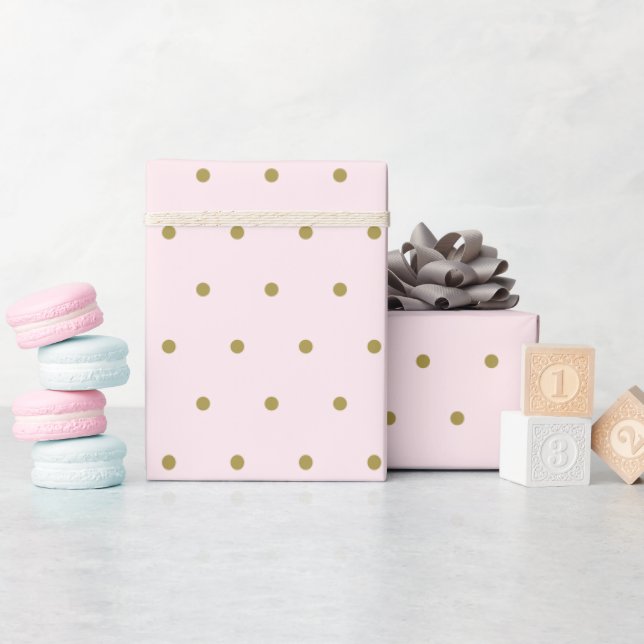 Papel De Regalo Patrón de puntos de la polka dorada Rubor rosa (Baby Shower)