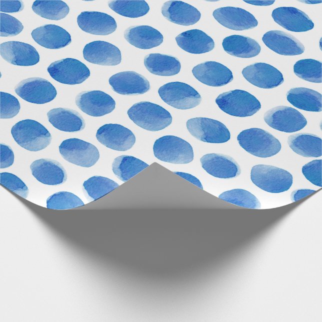 Papel De Regalo  Patrón de puntos de polka azul acuarela  (Esquina)