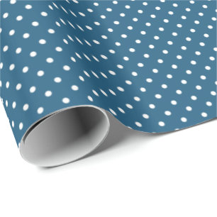 Papel De Regalo Patrón de puntos de polka azul y blanco oscuro