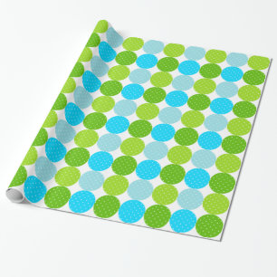 Papel De Regalo Patrón de puntos de polka azul y verde