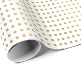 Papel De Regalo Patrón de puntos de polka dorados y blancos