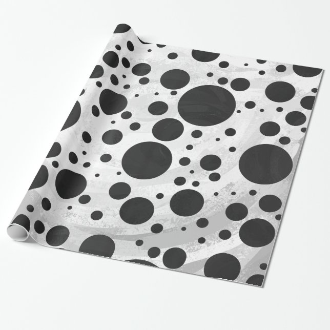 Papel De Regalo Patrón de puntos de polka negro de Kohl (Desenrollado)