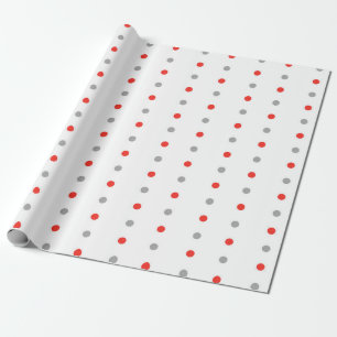 Papel De Regalo Patrón de puntos de polka rojo y gris
