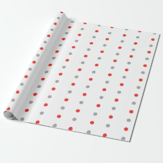 Papel De Regalo Patrón de puntos de polka rojo y gris