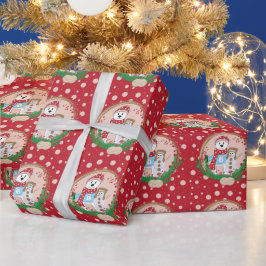 Papel De Regalo Patrón de puntos polacos de oso polar y de hombre 