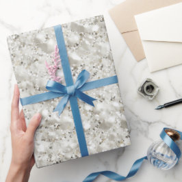Papel De Regalo Patrón de purpurina blanco perla clásico
