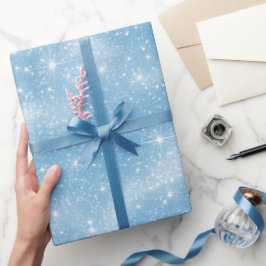 Papel De Regalo Patrón de purpurina blanco suave azul cielo