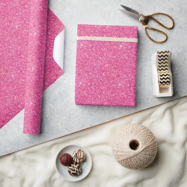 Papel De Regalo Patrón de purpurina brillante rosa (Artesanía)