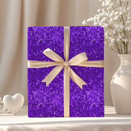 Papel De Regalo Patrón de purpurina falsa glam de color púrpura in