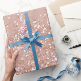 Papel De Regalo Patrón de purpurina fina de oro rosa minimalista m