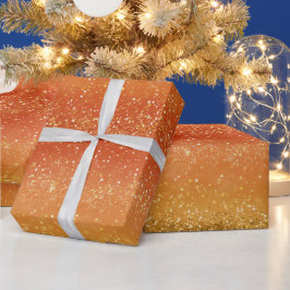 Papel De Regalo Patrón de purpurina naranja mezclada con puesta de