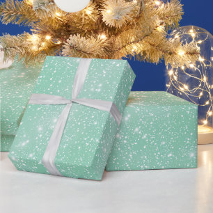 Papel De Regalo Patrón de purpurina verde menta fresca blanca suav