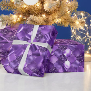 Papel De Regalo Patrón de quatrefoil marroquí morado oscuro