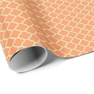 Papel De Regalo Patrón De Quatrefoil naranja Y Beige