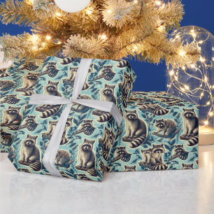 Papel De Regalo Patrón de Racoon Cuto