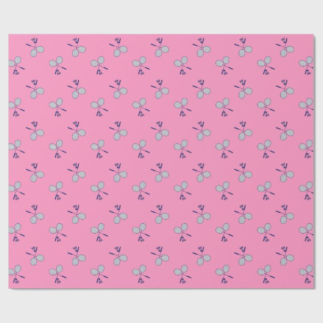 Papel De Regalo Patrón de racquet de Badminton rosa (Superficie plana)