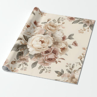 Papel De Regalo Patrón de ramo floral vintage romántico