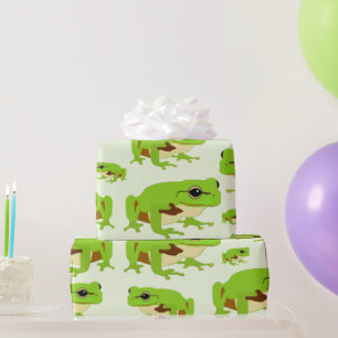 Papel De Regalo Patrón de rana de árbol verde lindo