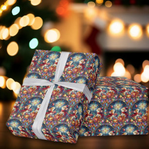 Papel De Regalo Patrón de ratón de Navidad de vidrio emplomado cap
