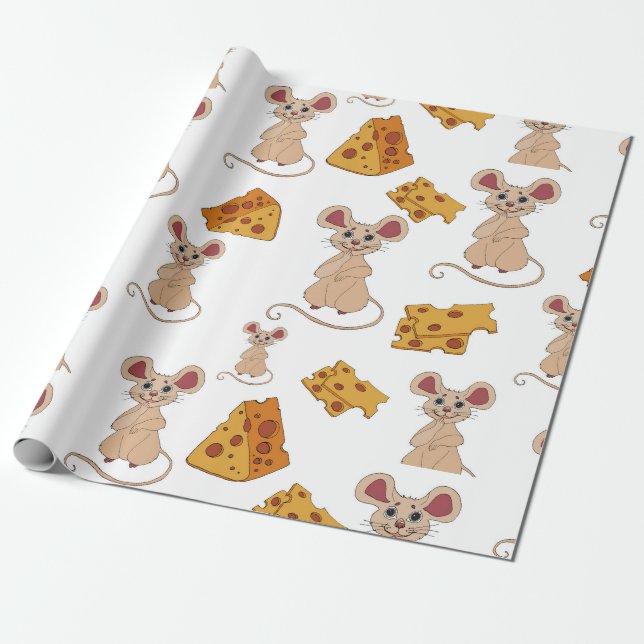 Papel De Regalo Patrón de ratones de Navidades pequeños (Desenrollado)