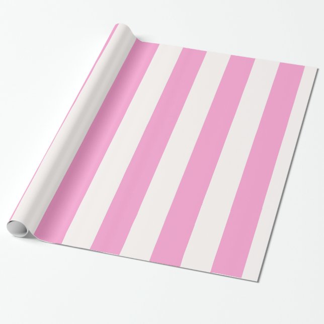 Papel De Regalo Patrón de raya enorme rosa y blanco (Desenrollado)