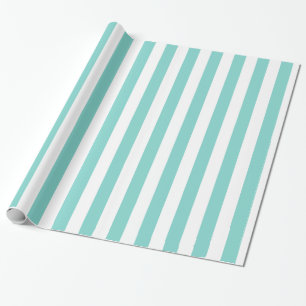 Papel De Regalo Patrón de raya extra grande turquesa y blanco