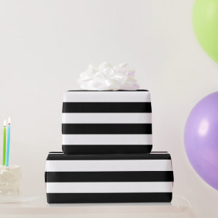 Papel De Regalo Patrón de rayas anchas de negro y blanco más profu