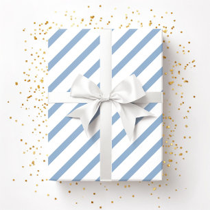 Papel De Regalo Patrón de rayas blancas azul en polvo