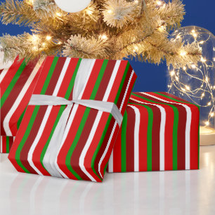 Papel De Regalo Patrón de rayas blancas rojas festivas