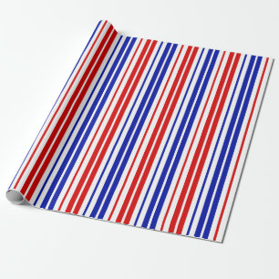 Papel De Regalo Patrón de rayas blancas rojas y azules