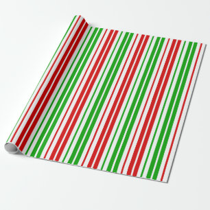 Papel De Regalo Patrón de rayas blancas rojas y verdes