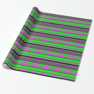 Papel De Regalo Patrón de rayas color negro verde rosado caliente