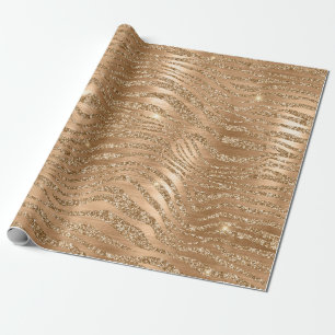 Papel De Regalo Patrón de rayas de cebra salvaje con brillo dorado