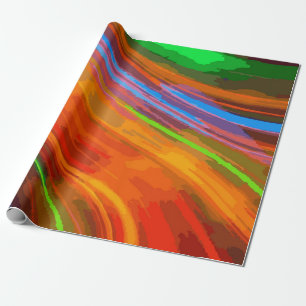 Papel De Regalo Patrón de rayas de luz de neón en naranja, verde y