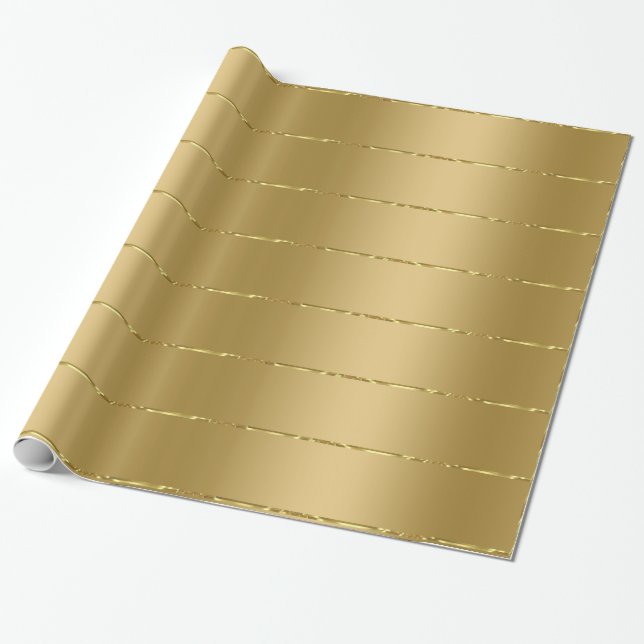 Papel De Regalo Patrón de rayas de oro fino brillante (Desenrollado)