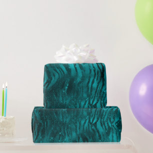 Papel De Regalo Patrón de rayas de tigre con brillo glam ombre azu