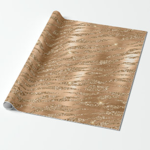 Papel De Regalo Patrón de rayas de tigre salvaje con brillo dorado