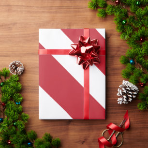 Papel De Regalo Patrón de rayas diagonales rojas y blancas