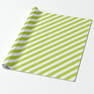 Papel De Regalo Patrón de rayas diagonales verde lima y blanco