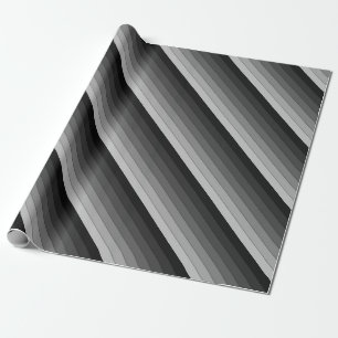 Papel De Regalo Patrón de rayas en tonos de gris elegante