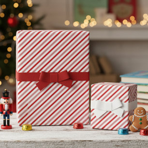 Papel De Regalo Patrón de rayas finas de caramelo rojo y blanco