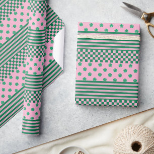 Papel De Regalo Patrón de rayas florales de la comprobación del Bo