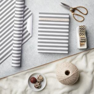 Papel De Regalo Patrón de rayas gris ahumado y blanco