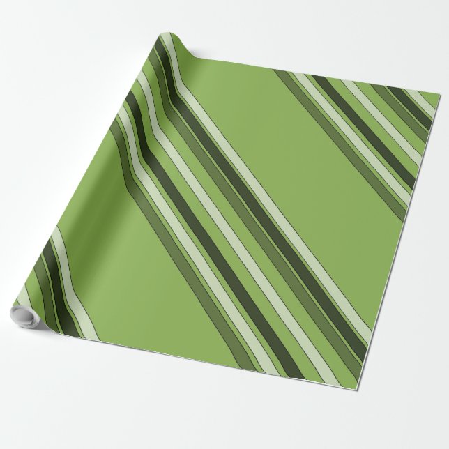 Papel De Regalo Patrón de rayas horizontales verdes verde elegante (Desenrollado)